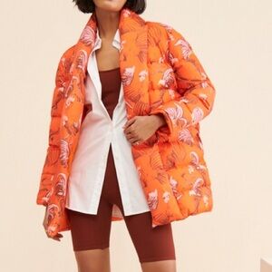 Rachel Antonoff Orange Floral Puffer Jacket